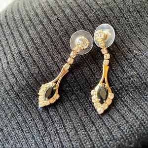 Black rhinestone drop earrings
